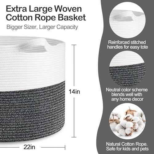 MEGASKET Large Throw Blanket Basket
