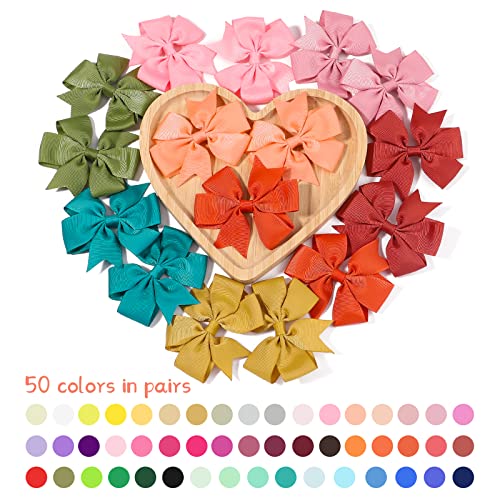100Pcs 3 Inch Hair Bows for Girls with Alligator Clips