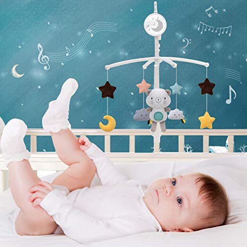 TuiVeSafu Baby Musical Crib Mobile with Rotating Toys