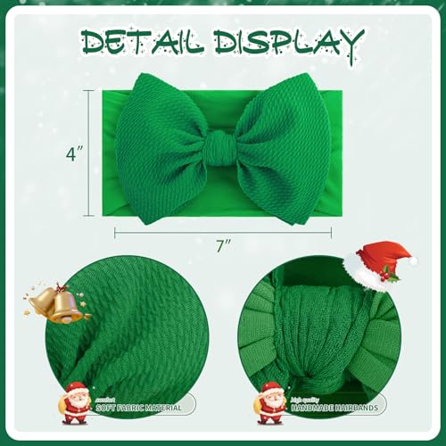 3 Pack 7 Christmas Big Bows Baby Girls Headbands