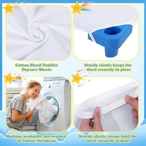 Macarrie 20 Pack Daycare Cot Sheets Soft Breathable White