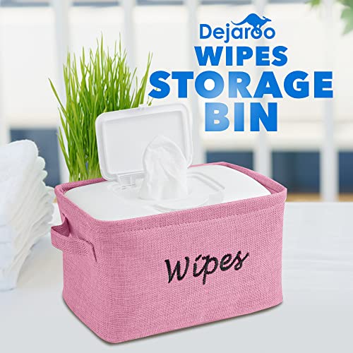 Dejaroo Linen Wipes Organizer Basket with Handle Pink