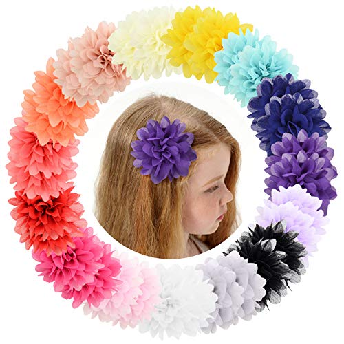 30pcs Baby Girls Alligator Hair Clips Chiffon Flower Barrettes