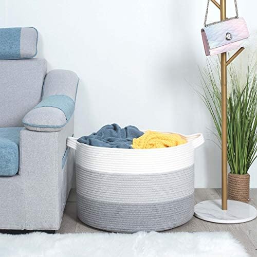MINTWOOD Design 22x14 Inches Cotton Rope Storage Basket