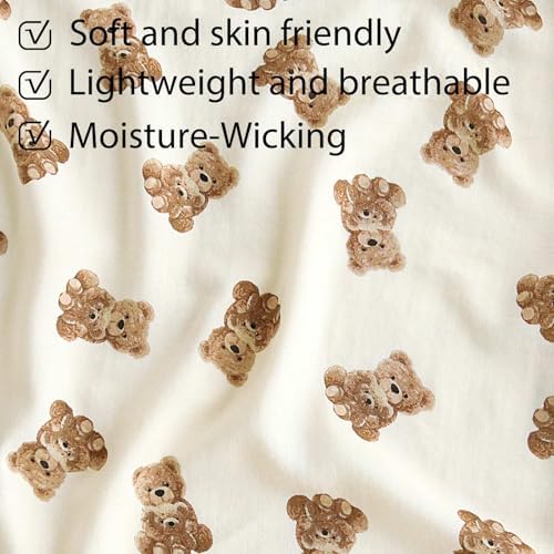 LifeTree Bear Pattern Crib Sheets - Soft Muslin 28x52in