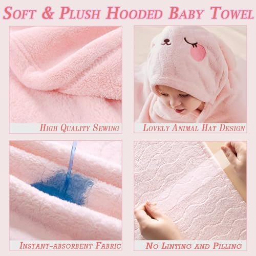 2 Pack Hooded Towels for Toddlers - Elephant Rabbit Design