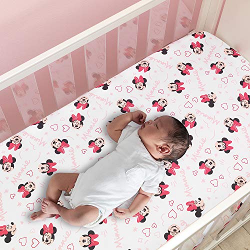 Lambs Ivy Disney Minnie Mouse Heart Crib Sheet