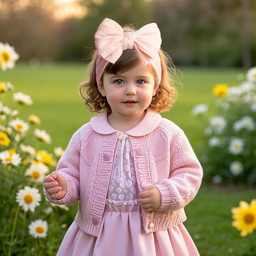 Handmade Baby Girls Headbands with Bows Pink