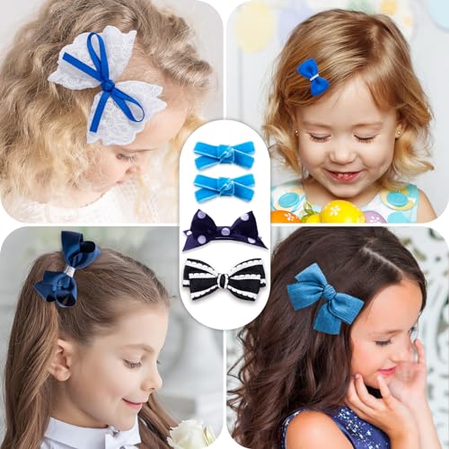 18pcs Blue Hair Bows for Girls Toddlers and Women