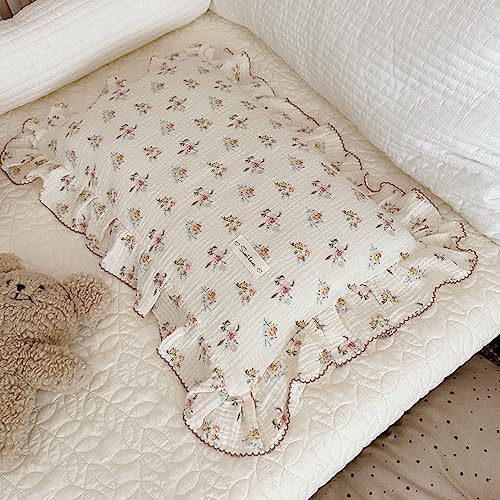 BuLuTu 4 Layer Muslin Kids Pillowcase with Azalea Flowers Pattern