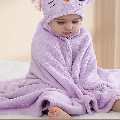 IFaryMes Toddler Bath Towel with Hood Purple-Cat