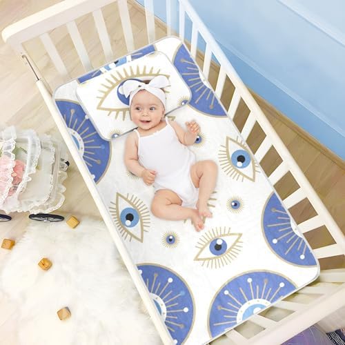 Bohemian Eyes Cooling Baby Mattress Pad 28x52 Waterproof Washable