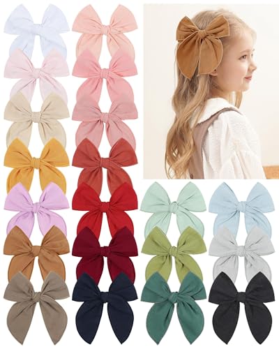 Doboi 55 Inch 20PCS Linen Baby Girls Hair Bows Clips