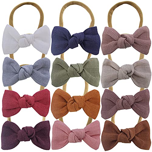 Linen Mini Bow Headband for Baby Toddler Newborn