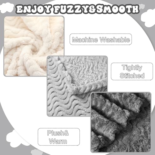 Frienda 4 Pcs Fluffy Baby Blanket for Newborns and Toddlers