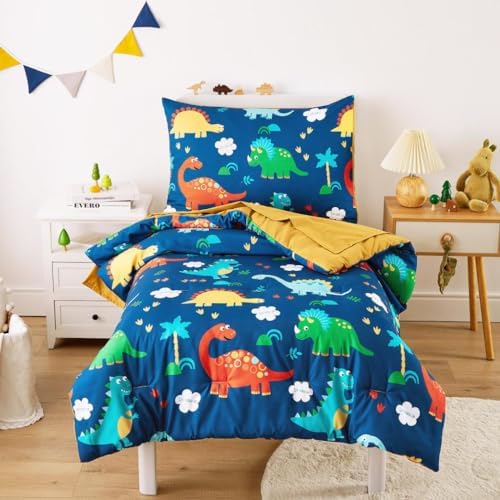 Wake In Cloud Dinosaur Toddler Bedding Set Navy Blue 1