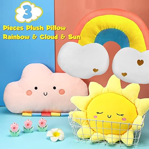 Queekay 3 Pcs Moon Star Cloud Plush Pillows