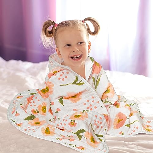 Zainpe 4Pcs Muslin Baby Hood Towel Set with Flowers 1