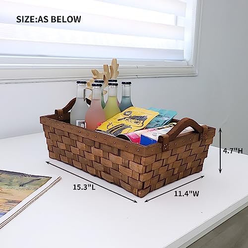 Dark Brown Wicker Storage Basket with Handles