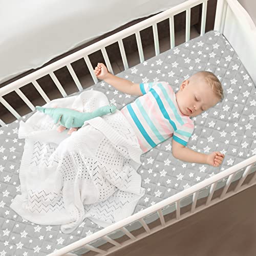 Moonsea Crib Mattress Protector 2 Pack Grey White Star