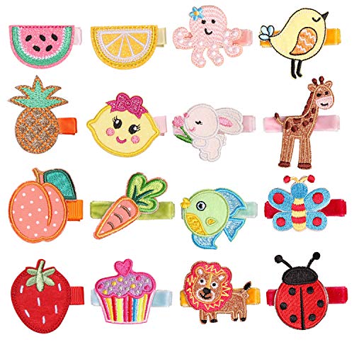 inSowni 16 Pack Cute Fruit Animal Hair Clips for Baby Girls