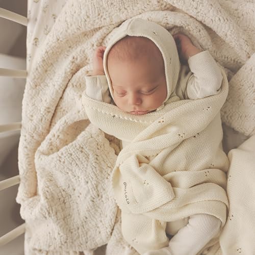Luxury Organic Cotton Pointelle Baby Blanket Powder Blue
