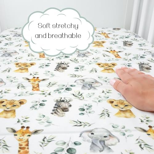 HawSkgFub African Safari Crib Sheet with Elephant and Zebra Pattern