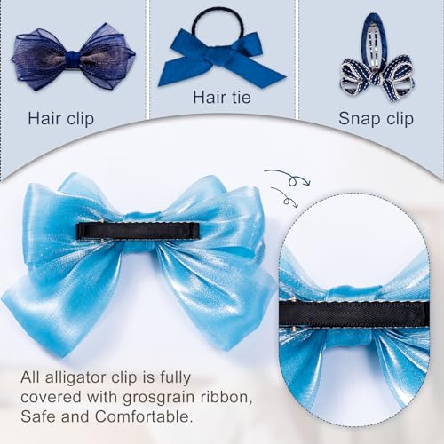 18pcs Blue Hair Bows for Girls Toddlers and Women