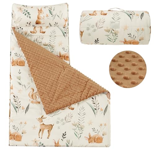 PHF Toddler Nap Mat with Pillow and Blanket Rollup Design