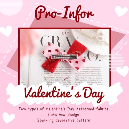YanJie Cute Valentine Hair Clips Red Pink Bowknot Barrettes for Girls Toddler