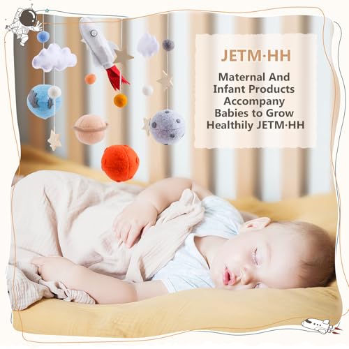 Baby Crib Mobile - Space Astronaut Theme Wooden Decor