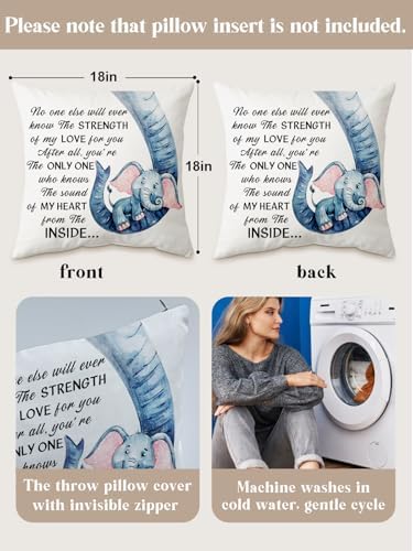 KISJO Mother Baby Elephant Pillow Cover 18x18 1
