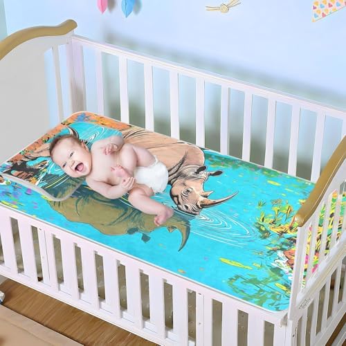 Rhino Cooling Mattress Pad for Baby 28x52in Waterproof Crib Bumper Pad