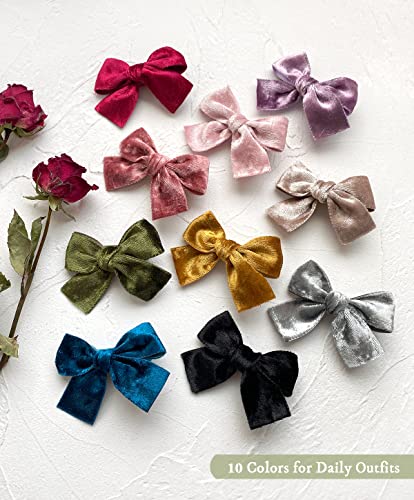 Baby Girls Velvet Hair Bow Clips 10pcs