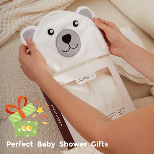 Momcozy Baby Bath Towel Set with Hood and Washcloth