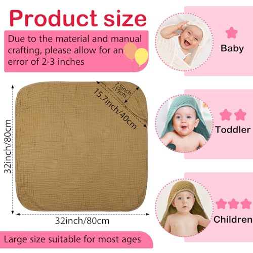 Peryiter 6 Pcs Hooded Muslin Baby Towels