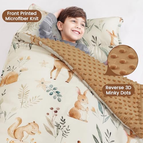 PHF Toddler Nap Mat with Pillow and Blanket Rollup Design