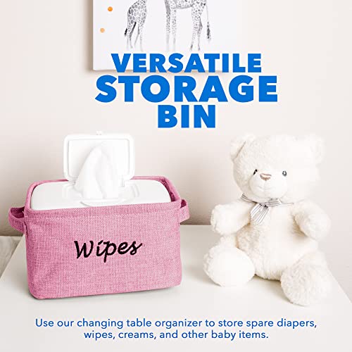 Dejaroo Linen Wipes Organizer Basket with Handle Pink