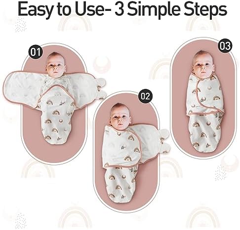GLLQUEN BABY 3-Pack Organic Swaddle Sleep Sacks for Newborn