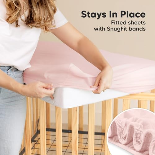 KeaBabies 2-Pack Waterproof Crib Sheets - Mist Rose