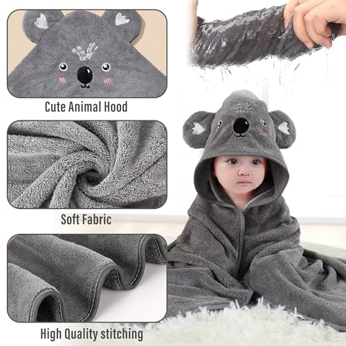 Yaiseiko 6 Pack Baby Hooded Bath Towels with Animal Hood