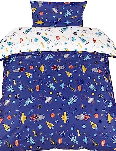 J-pinno Cartoon Rocket Crib Duvet Cover Set 100 Cotton