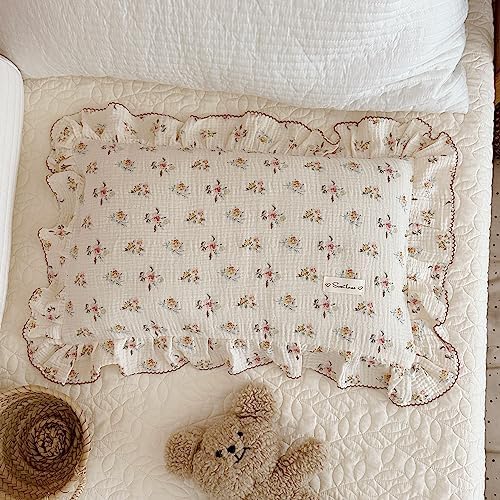 BuLuTu 4 Layer Muslin Kids Pillowcase with Azalea Flowers Pattern