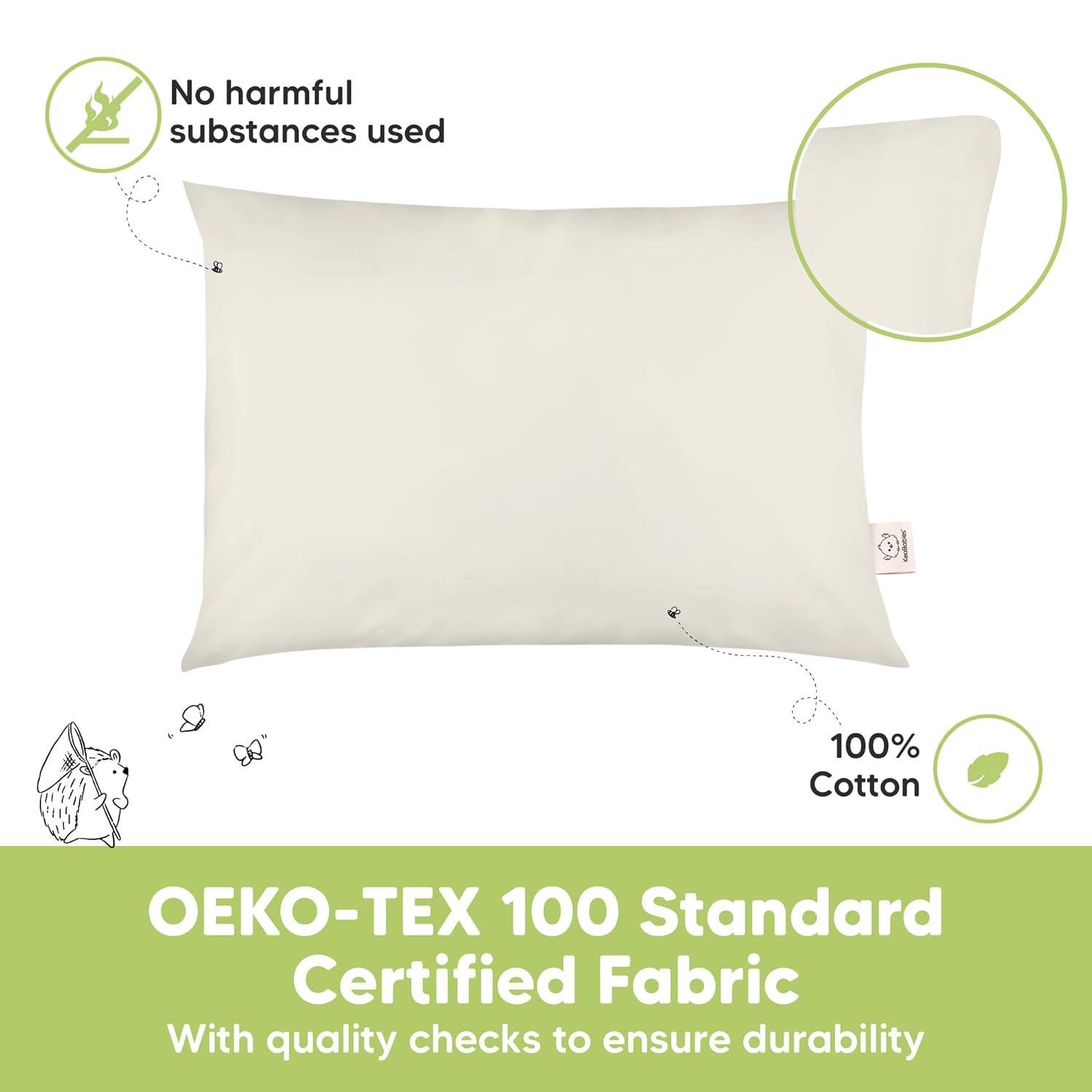 KeaBabies 2-Pack Toddler Pillow 13x18 - Soft Organic Cotton Travel Bed Pillow for Kids