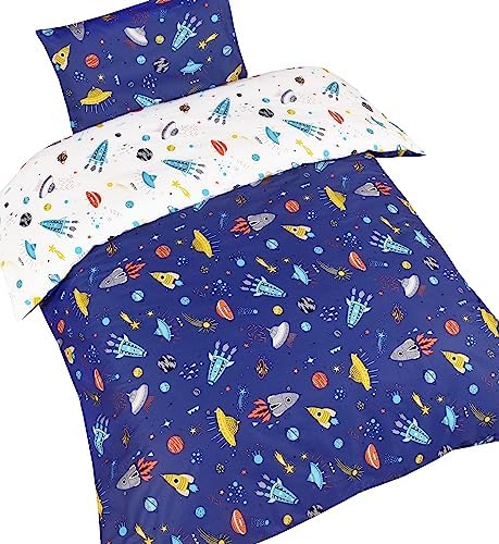 J-pinno Cartoon Rocket Crib Duvet Cover Set 100 Cotton