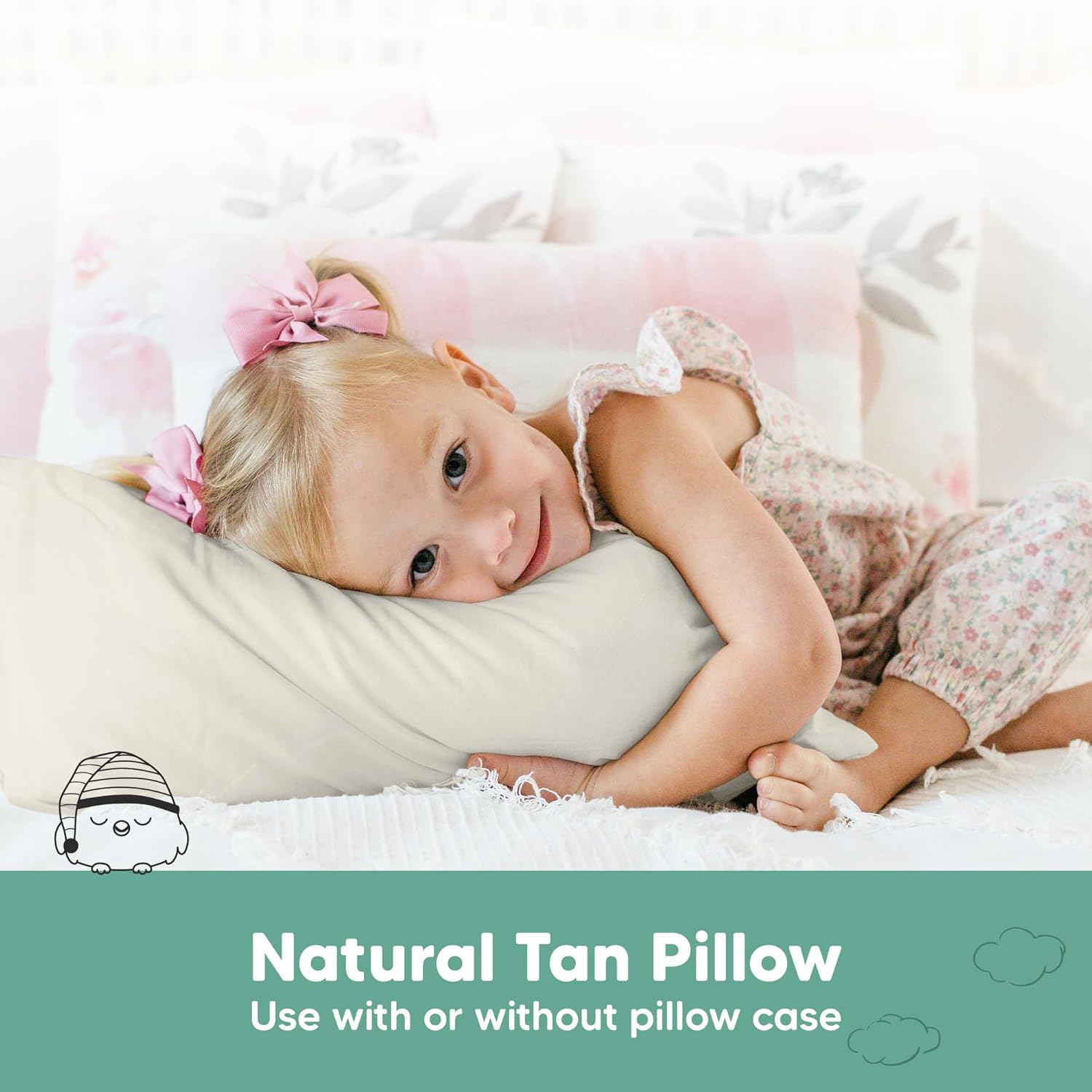 KeaBabies 2-Pack Toddler Pillow 13x18 - Soft Organic Cotton Travel Bed Pillow for Kids