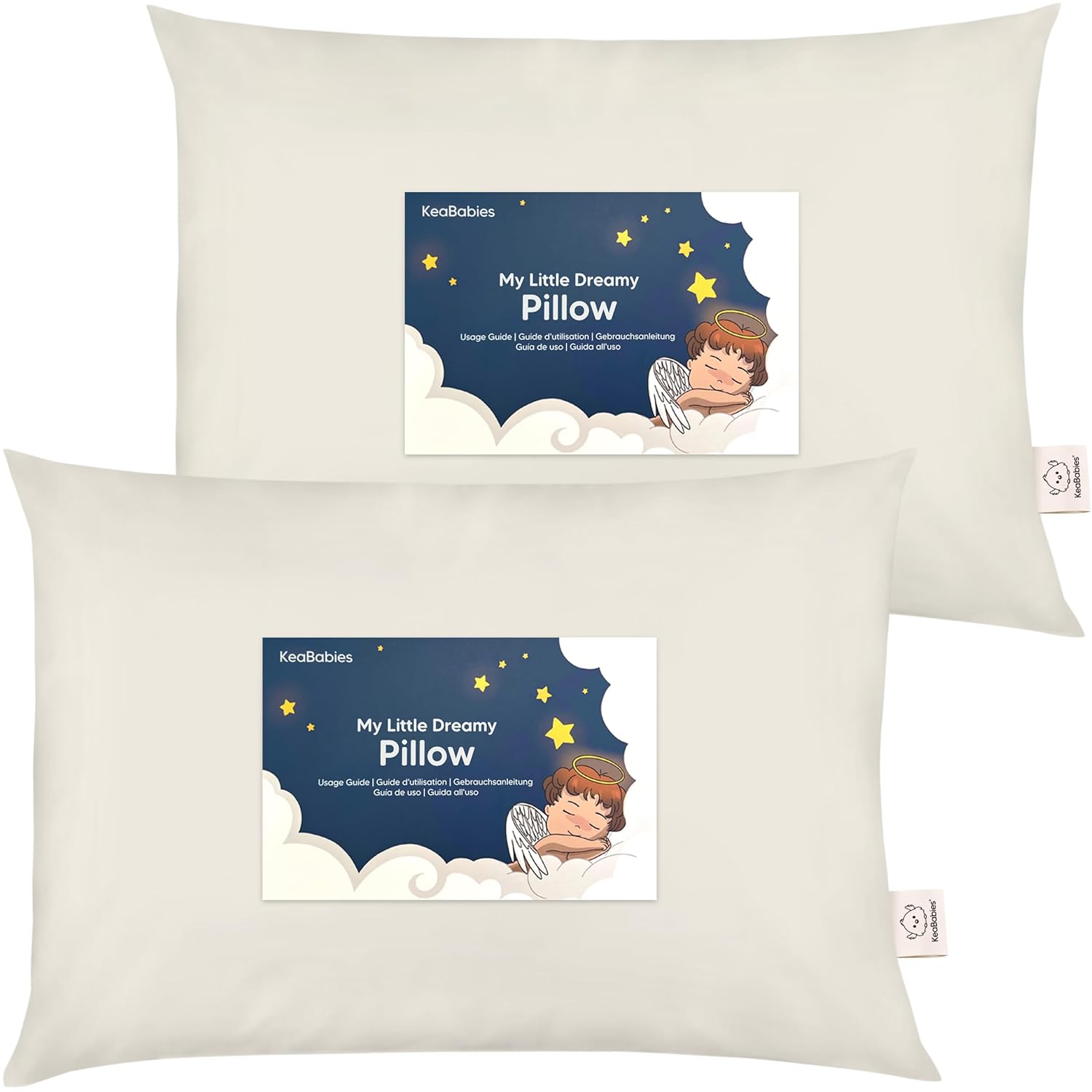 KeaBabies 2-Pack Toddler Pillow 13x18 - Soft Organic Cotton Travel Bed Pillow for Kids